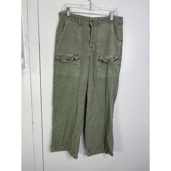 American Eagle Outfitters Pants - American Eagle Pants Womens 10 Skater Olive Green Wide Leg Baggy Cargo High Rise